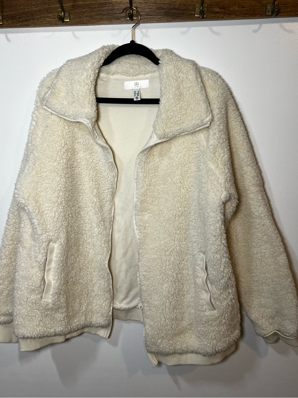Additionelle Plus Size Cream Sherpa Teddy Jacket For Women